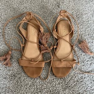 Aldo Nude Lace Up Flats